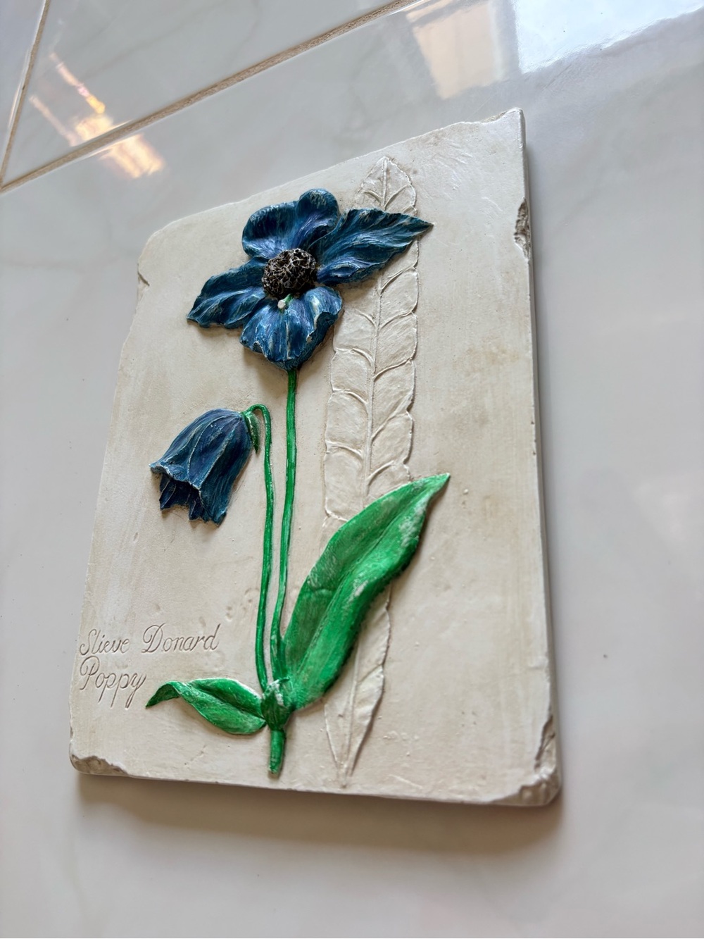 Vintage Hen-Feathers Hand Cast Slieve Donard Poppy 3D Relief Wall Plaque Art - Picture 6 of 12